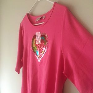 Quacker Factory Heart Sequined Top